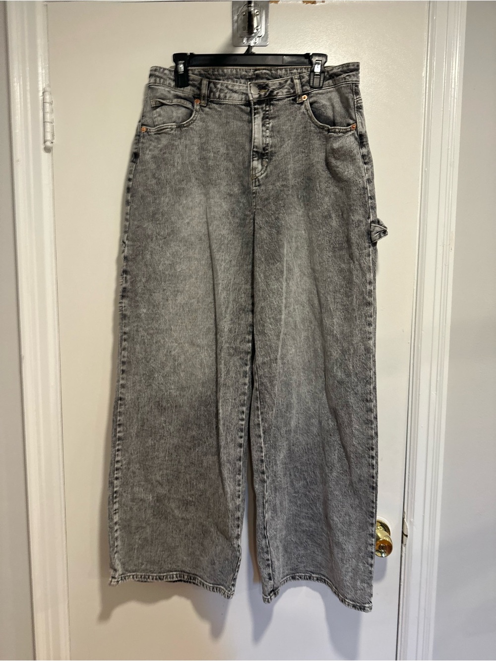 Gray Acid Washed Cargo Extra Wide Leg Baggy Jeans Sz13 Indie Hipster Grunge Y2K.